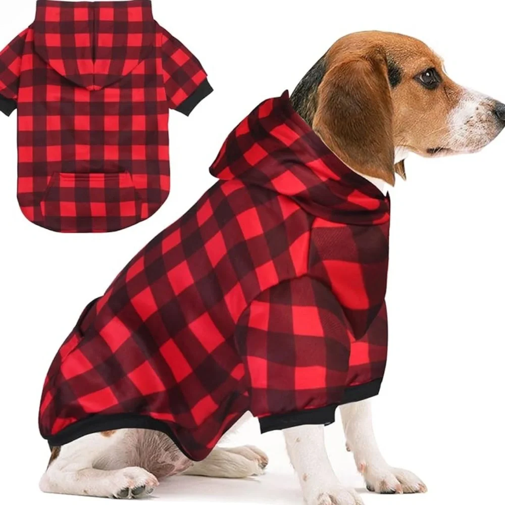 ⚡️NIP Red Black Buffalo Plaid Dog Sweater Size S